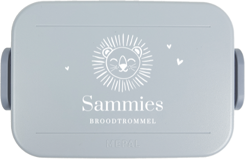 Avontuurlijke Mepal broodtrommel to go met lijntekening van leeuw