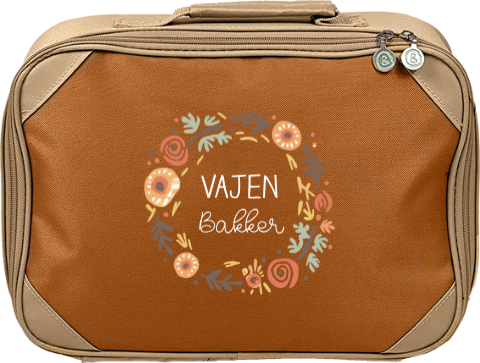 Kinderkoffertje met naam en bloemencirkel