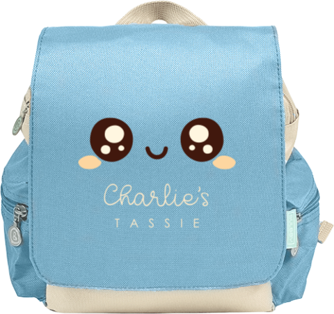 Rugtas Adventure met naam en kawaii gezichtje