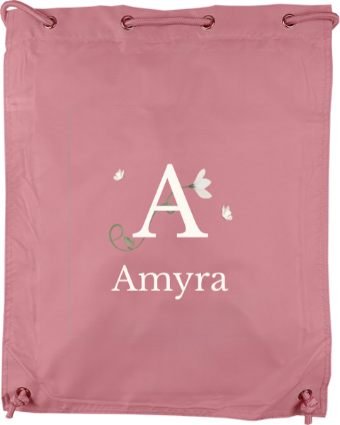 Gymtas met naam, bloem en vlinders