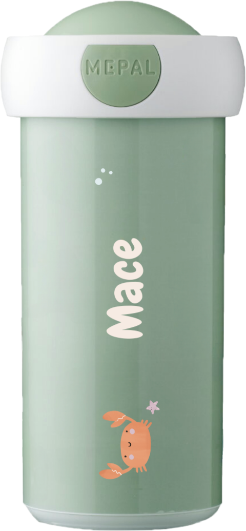 Mepal schoolbeker Campus met naam en vrolijke krab