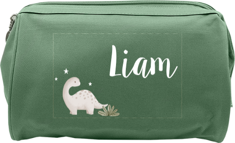 Toilettas met naam en dino