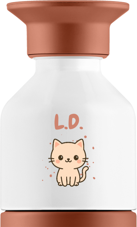 Dopper Thermosfles met Kawaii katje en initialen