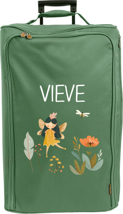 Reistrolley XL met naam, elfje en bloemen