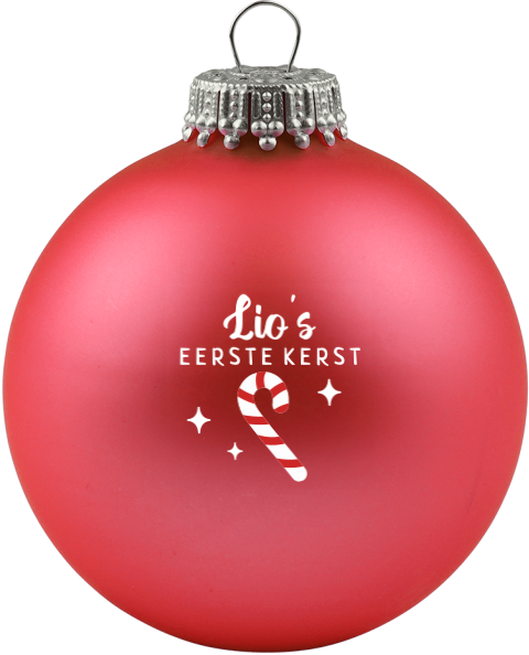 Leuke glazen kerstbal met zuurstok en sterretjes