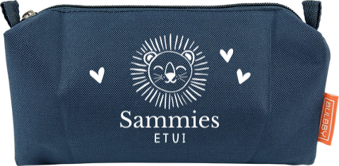 Etui met naam en leeuw