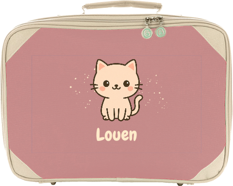 Koffertje met naam en kawaii poes