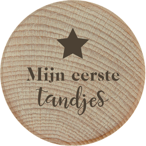 Houten tandendoosje met ster en naam