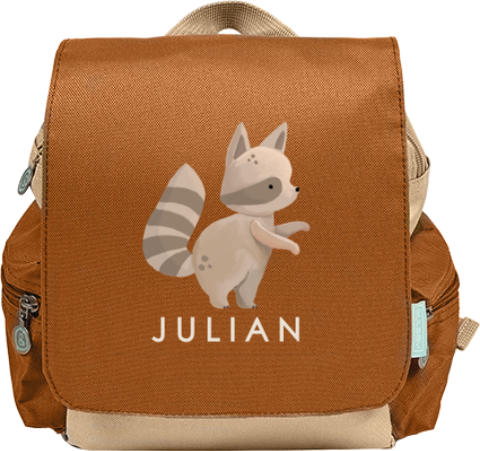 Avontuurlijke rugtas Adventure met wasbeer en naam