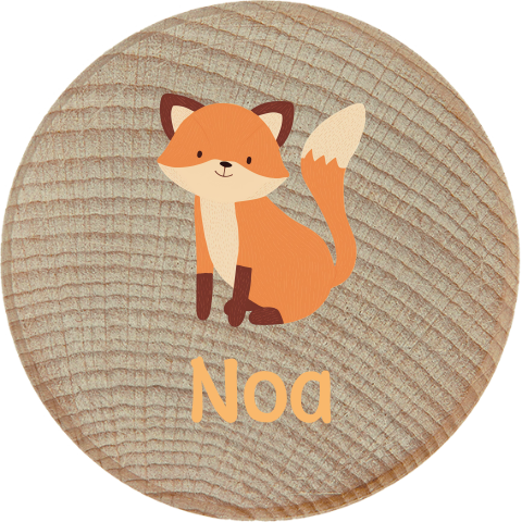 Houten tandendoosje met vosje en naam