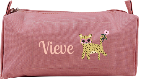 Vrolijke etui met naam en panter