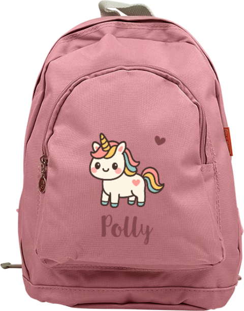 Rugtas junior met naam en kawaii eenhoorn
