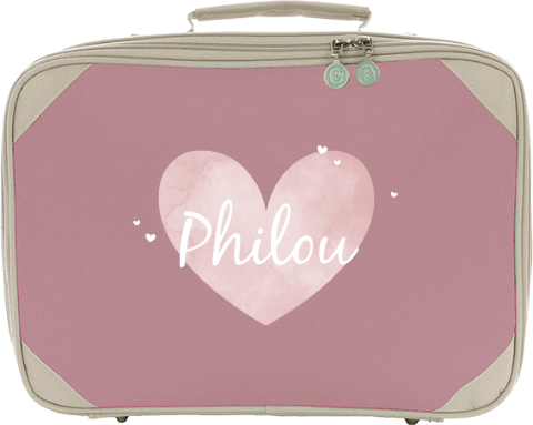 Koffertje met naam en watercolour hart