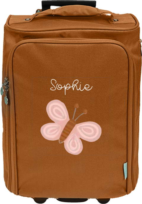 Reistrolley met naam en vlinder