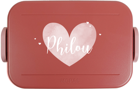 Mepal broodtrommel to go met naam en watercolour hart