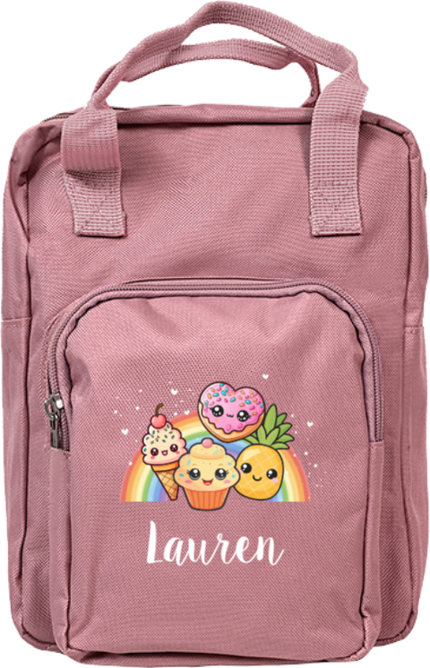 Rugtas Classic met naam en kawaii tekeningen