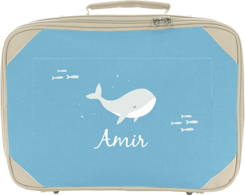 Koffertje met naam en walvis