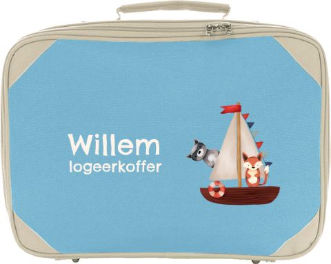 Stoer koffertje naam en dieren in boot