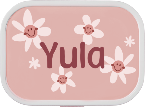 Mepal lunchbox Campus met naam en bloemen met gezichtje