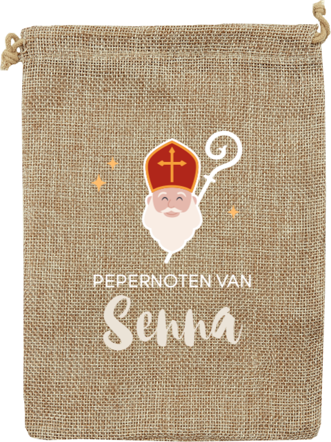 Jute pepernotenzakje met sint en naam
