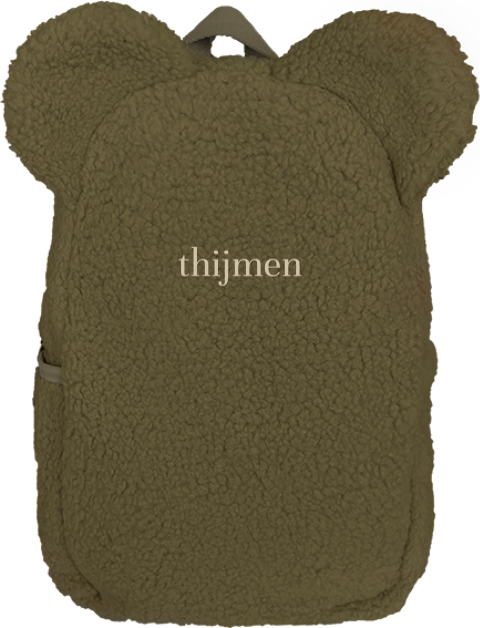 Teddy rugtas met naam en oortjes
