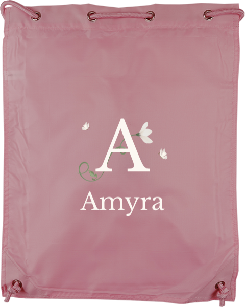 Gymtas met naam, bloem en vlinders