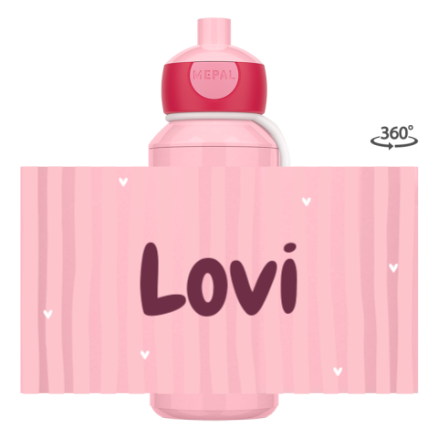 Mepal pop-up drinkfles Campus met naam, strepen en kleine hartjes