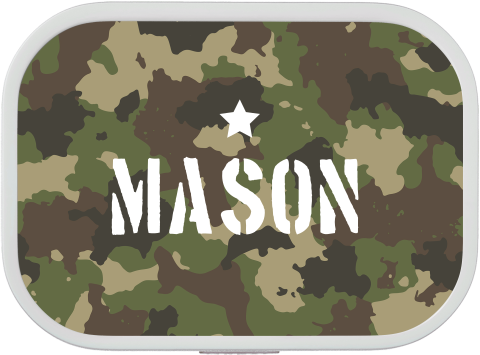 Stoere broodtrommel Campus met camouflage en naam