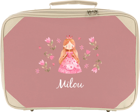 Gepersonaliseerd koffertje met prinses en bloemen