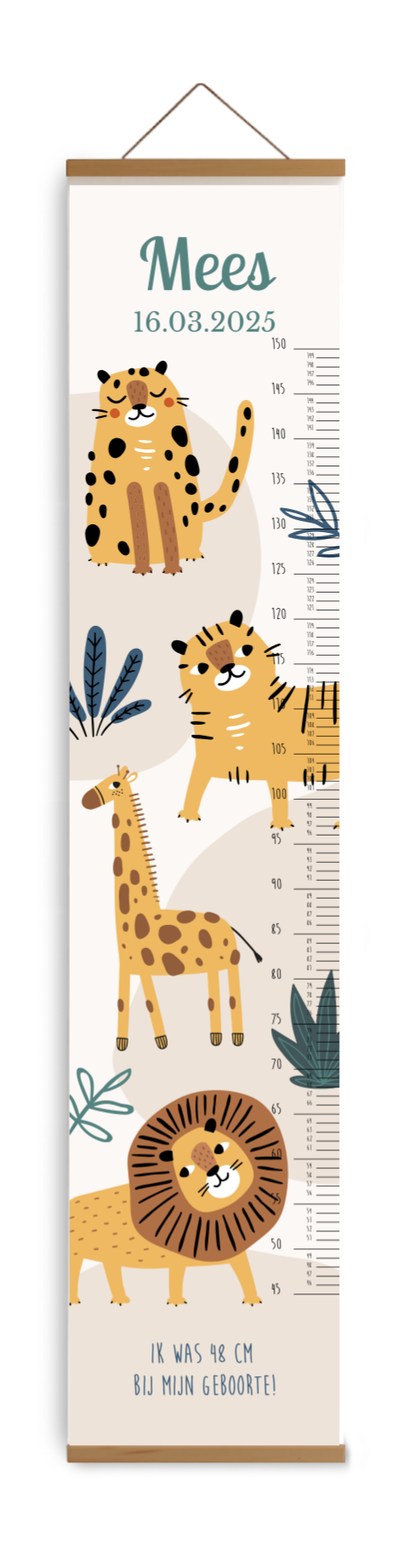 Stoere groeimeter met jungledieren