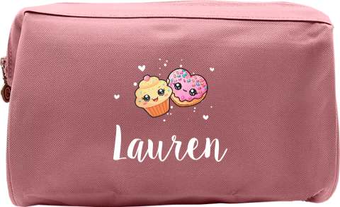 Toilettas met naam en kawaii illustraties