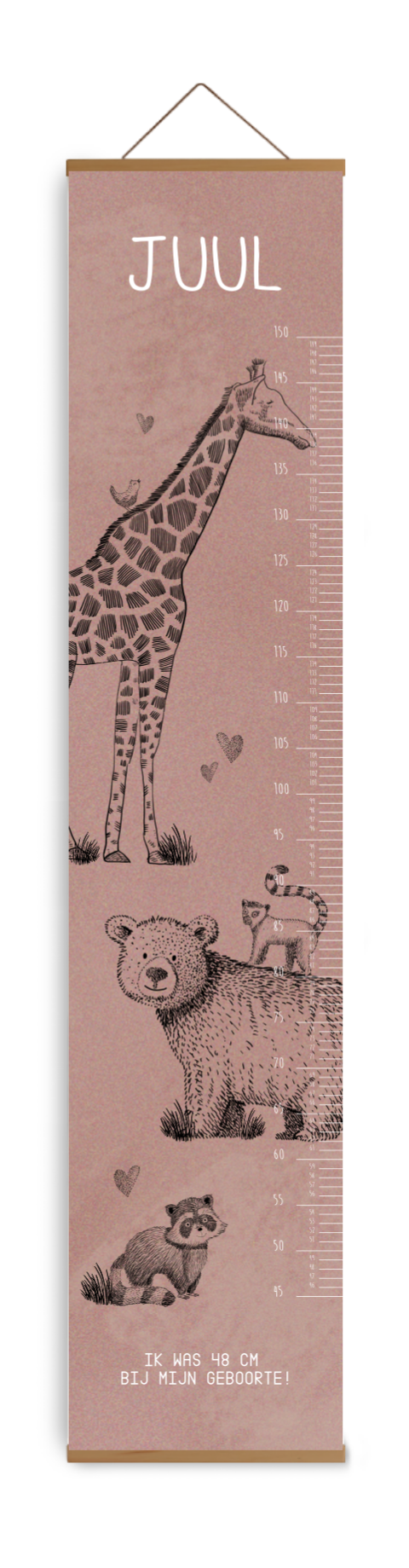 Avontuurlijke groeimeter met velvet-look en dieren