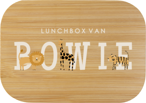 RVS broodtrommel met naam en jungledieren