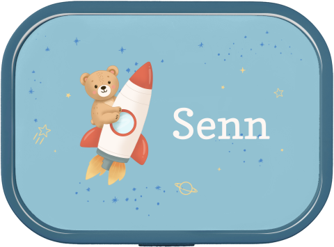 Mepal broodtrommel Campus met beertje op raket en naam