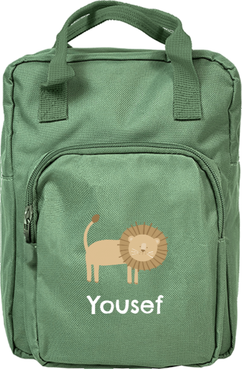 Stoere rugzak classic met leeuw en naam
