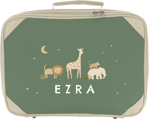 koffertje met jungledieren, sterren en maan