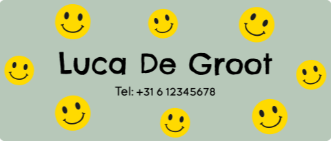 Naamsticker groot met gele smileys en naam - 20 per vel