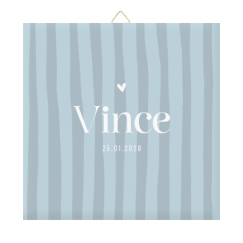 Lief geboortetegeltje blauw met streepjes patroon