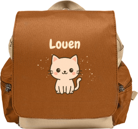 Rugtas Adventure met naam en kawaii poes