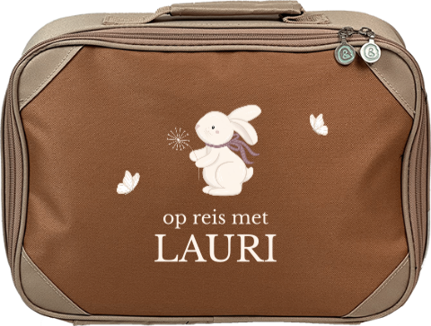 Gepersonaliseerd kinderkoffer met konijntje en vlinders