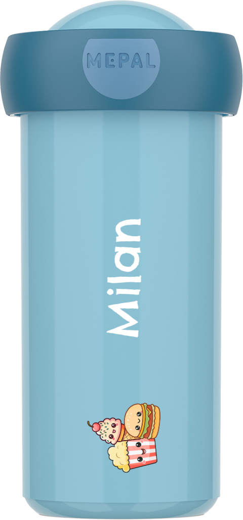 Mepal schoolbeker campus met Kawaii illustraties en naam