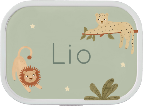 Mepal lunchbox Campus naam en illustraties van jungledieren lichtgroen