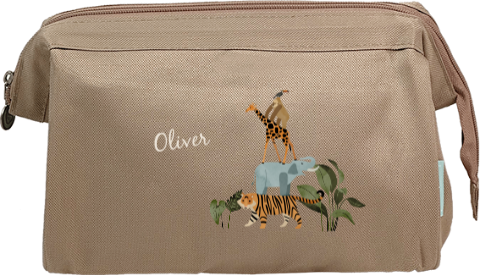 Toilettas met naam en jungledieren