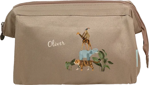 Toilettas met naam en jungledieren