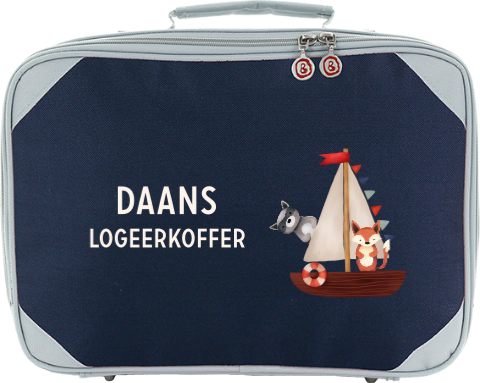 Stoer koffertje naam en dieren in bootje