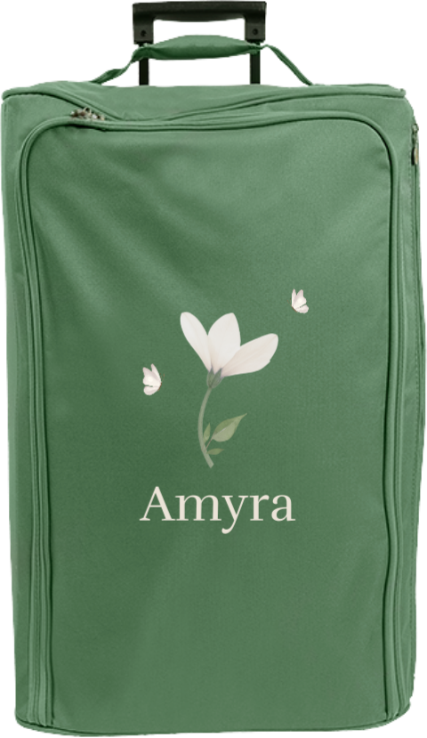 Reistrolley XL met naam bloem en vlinders