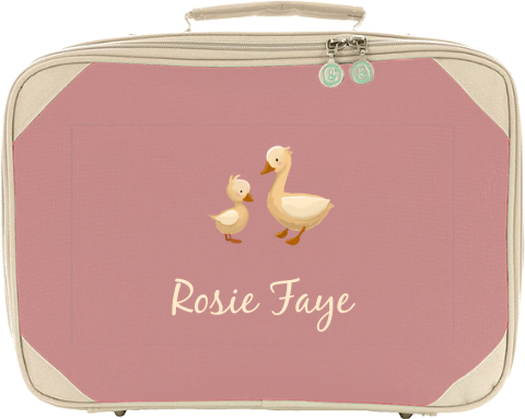 Lief koffertje met naam en eendjes