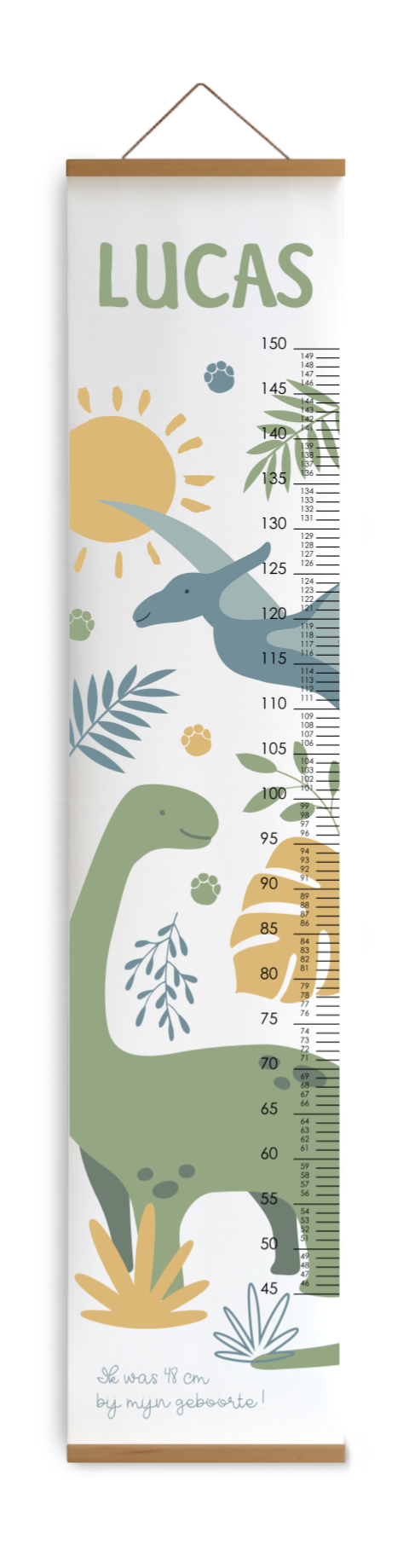Avontuurlijke groeimeter met dino's en bladeren