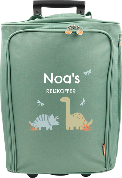 Stoere reistrolley met dino's en naam