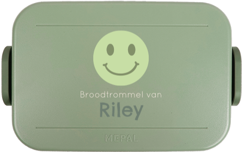 Mepal broodtrommel To Go met groene smiley en naam